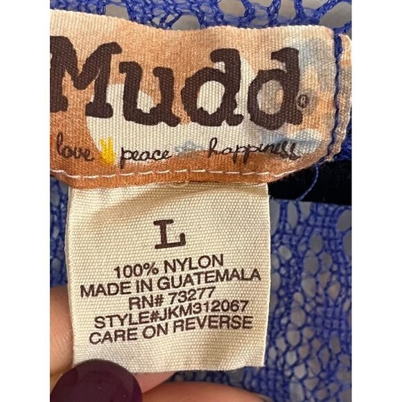 Mudd Floral Mesh Top L Blue Sheer Y2K Lace Fairy Whimsical Chic Neutral Punk 80s - Picture 2 of 10